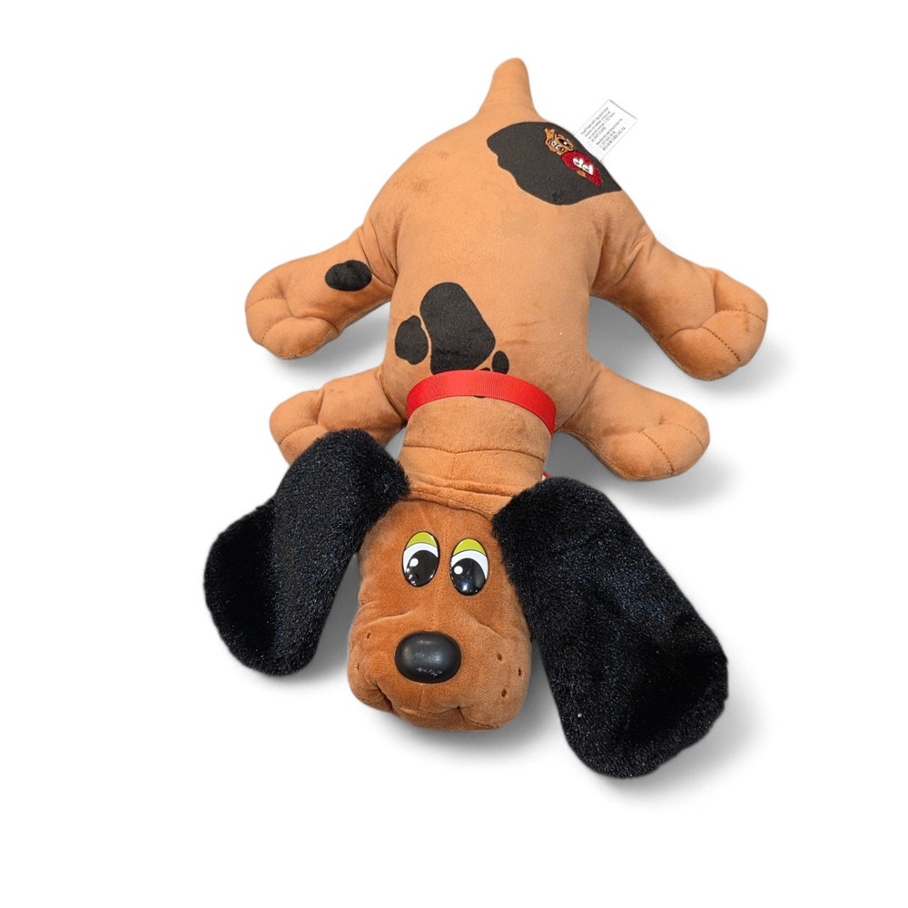 Basic Fun Pound Puppies Brown‎ Spotted Dog Plush Floppy Ears Red Collar 18"